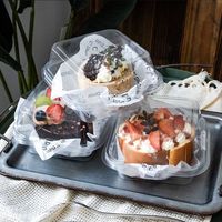 Boîtes d'emballage à emporter pour desserts en plastique jetables Qingtuan Tiramisu Emballage pratique Petit design transparent Boîte à gâteau bento