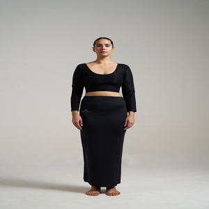 Faldón moldeador elástico de poliéster con corte de sirena, ajuste ceñido, cintura alta, para fiesta y uso diario - Product Image 2