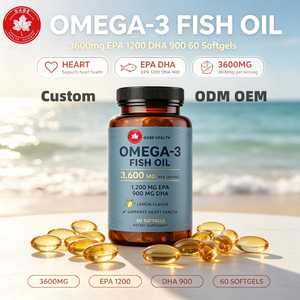 Gélules d'huile de poisson Oméga-3 haute concentration sous marque blanche, 360 mg EPA, 1200 DHA, 900 citron, 60 gélules, pour la santé cardiaque des adultes, vente en gros - Product Image 1