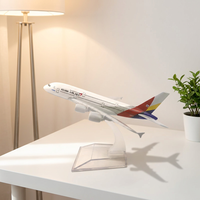 Modèle d'avion en métal moulé sous pression Asiana Airlines Airbus A380 à l'échelle 1/400 de 16 cm avec support