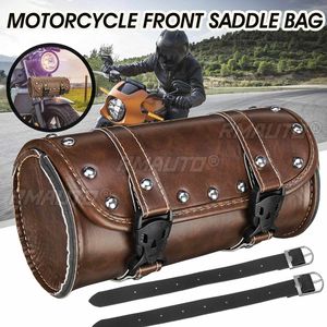 Sacoche latérale pour moto, sacoche de guidon, sacoche de fourche avant, sacoche de selle en cuir PU imperméable pour moto Cafe Racer - Product Image 1