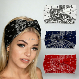 Diadema de tela estilo retro Hip Hop de la <span class=keywords><strong>Costa</strong></span> Oeste con diseño de flor de anacardo, popular para absorber el sudor y brindar comodidad urbana para damas. - Product Image 1