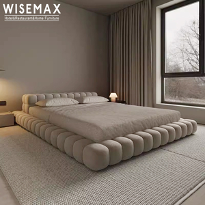 WISEMAX MUEBLES Diseño minimalista nórdico suave elástico Esponja Tela de gamuza hogar sofás camas <span class=keywords><strong>Cama</strong></span> de madera maciza Muebles para hotel - Product Image 3