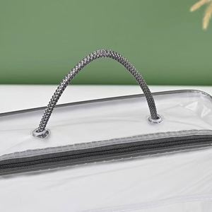 Custom Transparent Plastic PVC Zipper Bedding <b>Pillow</b> Quilt Cover Carrier Bag for Packing Bed Sheet With Rope Handle - Product Image 3
