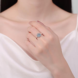 Bagues européennes et américaines en argent sterling S925 pour femmes avec diamants en moissanite d'un carat plaqué or blanc en usine entière - Product Image 2