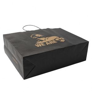 Bolsas de Papel Kraft Negras con Logotipo Personalizado, Bolsas de Regalo para Ropa, Bolsas de Compras con Asa - Product Image 4