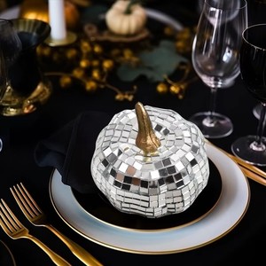 Halloween <b>Mirror</b> Glass Pumpkin Disco Ball Laser Reflective Pumpkin Model for Wedding KTV Bar Christmas Party Decor - Product Image 6