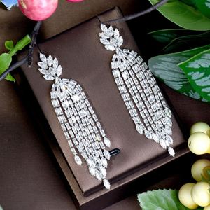 Pendientes de joyería botánica 2025 nuevas hermosas borlas Zirconia cúbica nupcial boda fiesta vestido de noche accesorios E42 - Product Image 3