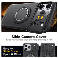 Magnetische autohouder camera cover 360 graden rotatie ring grip standaard verborgen kaarthouder portemonnee schokbestendige anti-val telefoonhoesje
