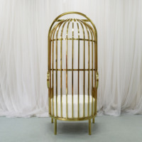 Fauteuil de salle à manger en forme de cage à oiseaux en acier inoxydable doré, style hôtel, fauteuil de détente, fauteuil individuel