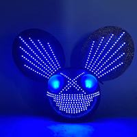 Casque LED Lumineux Tête de Souris, Style Deadmau5, Masque de Rat à Matrice de Points pour DJ, Idéal pour Boîte de Nuit, Festival de Musique, Fête