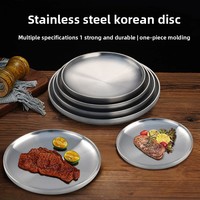 Plateau rond en acier inoxydable à double couche pour bœuf, barbecue, fruits, plateau moderne minimaliste à base plate, plateau de restaurant