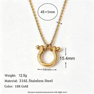 Kalung Penahan Liontin Lapis Emas 18K Anti Luntur Bentuk U <span class=keywords><strong>DIY</strong></span> Bahan Baja Tahan Karat 316L untuk Wanita dan Pria - Product Image 3