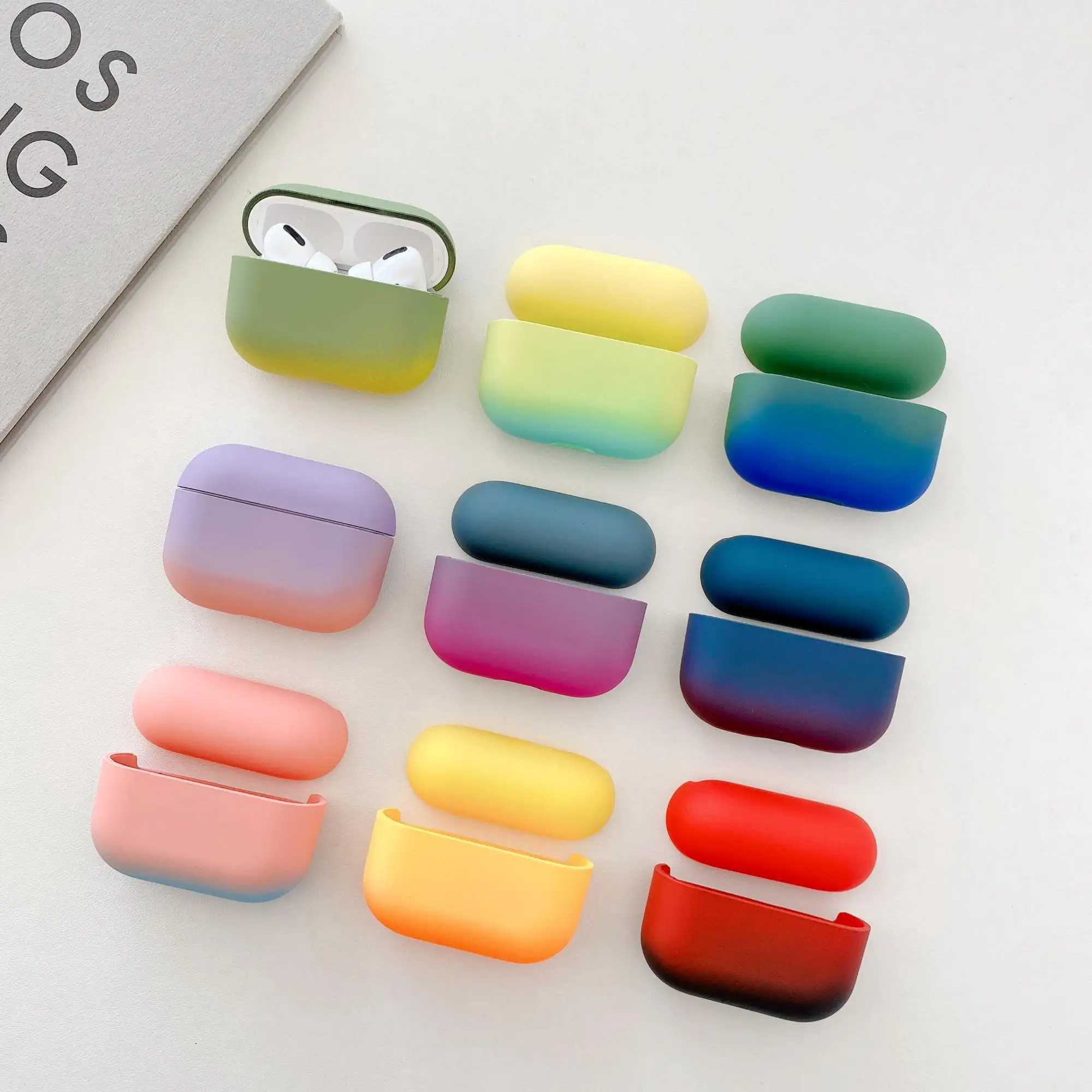 Frosting Gradient Candy Colors earphone cover Simple style dustproof for airpods case pro