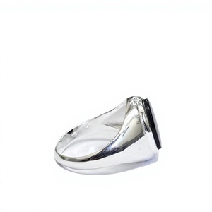 925 Sterling Silver Oval Black <b>Onyx</b> Gemstone <b>Ring</b> Custom Engraving <b>Signet</b> Band Wholesale Manufacturer India - Product Image 5