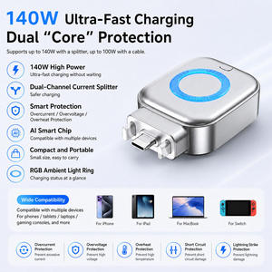 Adaptador de Carga Inteligente con <span class=keywords><strong>Apagado</strong></span> Automático y Almohadilla Protectora de Silicona - Estación de Carga Rápida de 140w - para <span class=keywords><strong>Apple</strong></span> y Huawei - Product Image 2