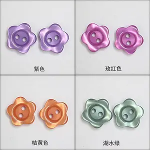 Colorful Shirt Pearl Flower Shaped Resin Polyester Plastic Baby Buttons For Children