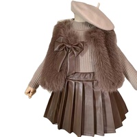 Ensemble Décontracté Trois Pièces Fille : Gilet, Robe et Pull Plissé – Style Automne Chic pour Enfant (Kaki)