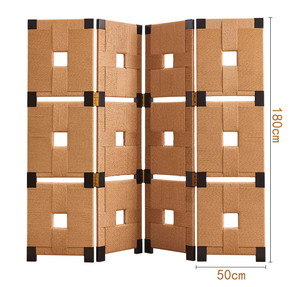 Divisor móvil plegable de madera maciza para sala de estar con partición de pantalla tejida de cuerda - Product Image 6