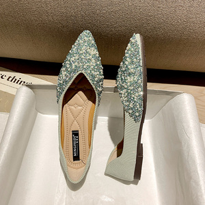Women's Casual <strong>Flat</strong> <strong>Shoes</strong> with Pointed <strong>Green</strong> Slip-On Closure Durable for Spring Summer Autumn Winter - Product Image 4