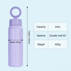 Botella de Agua para Gimnasio con Soporte Magnético Ajustable para Teléfono, para Videollamadas, Vlogging, Gimnasio, Lavanda, 24 oz - Product Image 6