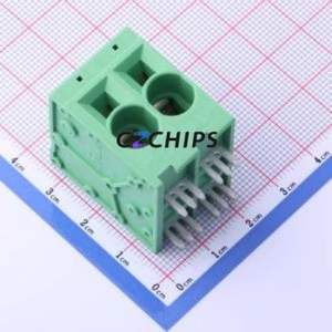 JL271R-10002G01 Spring Terminal Block Bent Lead Through Hole,P=10mm Connector 1x2P 10mm Green Right Angle Insert - Product Image 1