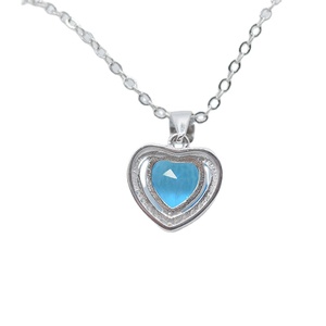 Pendentif minimaliste en argent sterling 925 Titanic le coeur de l'océan bleu océan petit coeur en or, colliers ras du cou femmes - Product Image 5
