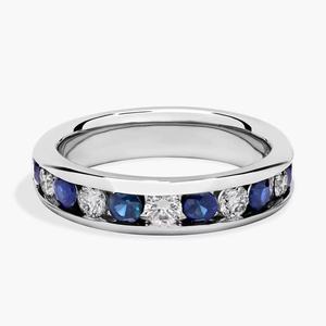 New Arrived Factory Jewelry 925 Sterling <strong>Silver</strong> <strong>Stacking</strong> <strong>Rings</strong> White And Blue Sapphire 2.5mm 3mm Eternity Band <strong>Ring</strong> - Product Image 3