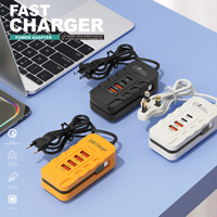 Pengisi Daya Ponsel Baru 4USB Multi Port Dual PD Charger dengan Kabel Type-C Pengisian Cepat untuk iPhone Android