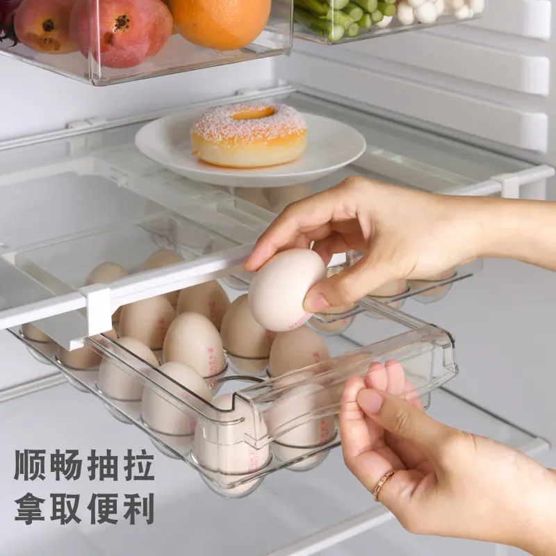 Réfrigérateur boîte de stockage d'oeufs type de tiroir alimentaire boîte de stockage de fruits porte-oeufs plateau à oeufs ménage boîte à légumes en plastique