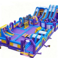 Parc d'obstacles gonflable avec toboggan, ville de loisirs gonflable commerciale en PVC pour enfants, jeu de défi en plein air à louer