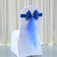 Décoration de mariage élastique Accessoires de fête Tulle Gland Chaise Ceintures Satin Noeud Papillon Or Chaise Ceintures Bandes de Chaise
