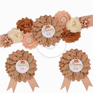 Lot de 3 ceintures de maternité de luxe faites à la main pour la fête prénatale, ensemble de corsages pour future maman et future papa, <span class=keywords><strong>ceinture</strong></span> de <span class=keywords><strong>grossesse</strong></span> florale pour bébé - Product Image 1