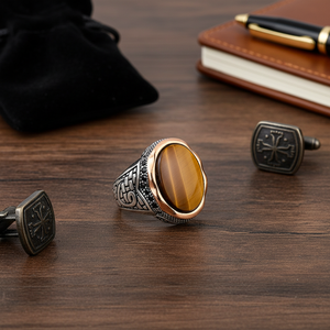 Cat Eye <b>Black</b> Zircon Stone <b>Men</b> <b>Ring</b> Wholesale Authentic 925 Sterling Silver Jewelry - Product Image 3