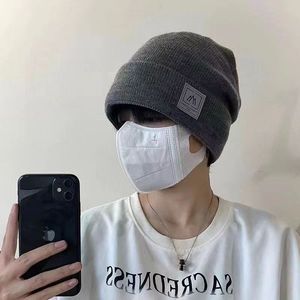 Chapeau tricoté en laine coupe-vent pour homme, bonnet doublé en polaire pour le cyclisme, pour adulte, gris foncé - Product Image 5