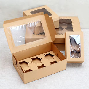 Paquete de 10 Cajas de Papel Kraft para Cupcakes con Ventana, Caja de Cartón para Pasteles, Muffins, Galletas, Dulces, Recuerdos para Bodas, Fiestas de Cumpleaños, 4 Tamaños - Product Image 4