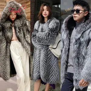 FUDA T12 Winter Plus Size Women Faux Fur Fox Coat Jacket Faux Fur Coat