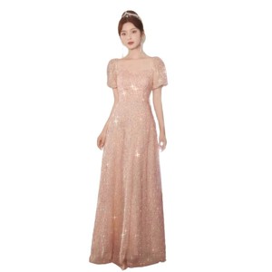 Pink Sequined Evening Gown Sweetheart Neckline Natural Waist Long Dress For Coming Of Age Ceremony - Product Image 5