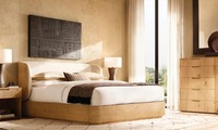 Lit en bois massif de style vintage moderne avec cadre rembourré et design de lit coffre pour chambre à coucher