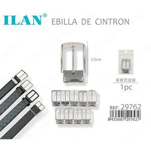 Fibbia per cintura ILAN da 3,5 cm in metallo argentato per cinture in pelle da uomo, ricambio hardware - Product Image 3