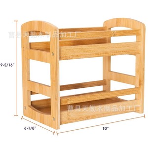Estante para especias de bambú y madera, estante creativo transfronterizo para almacenamiento de especias en encimera de cocina, estante de madera maciza de doble capa - Product Image 4