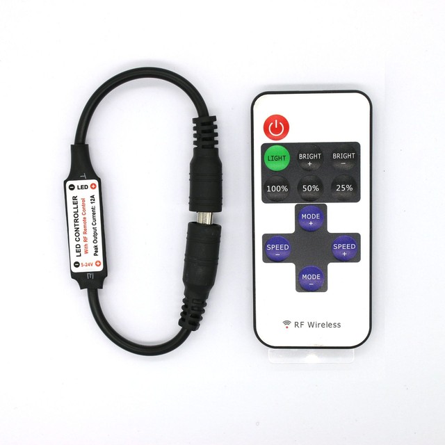 RF11 Key Monochrome Controller Led Strip Lamp with Dimmer Power Cord Extension Cord