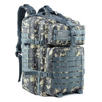 Sac à dos tactique rembourré avec support dorsal souple et bretelles courbées pour la randonnée, le camping, en polyester