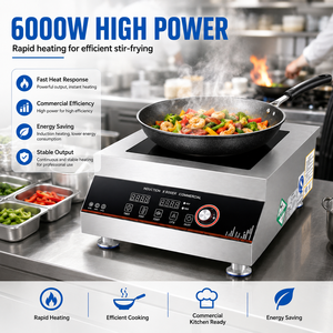 Estufa de Inducción Cóncava Comercial de 6kW, Cocina de Inducción de Acero Inoxidable 201 para Hotel, Restaurante y Cocina - Product Image 2