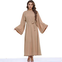 Robe longue de prière en jersey et mousseline unie pour femmes grandes tailles, Abaya musulmane, Robes populaires turques pour l'automne