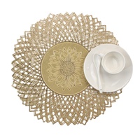 Haute qualité luxe facile à nettoyer cercle antidérapant squelette multicolore Table à manger napperons ronds en vinyle PVC