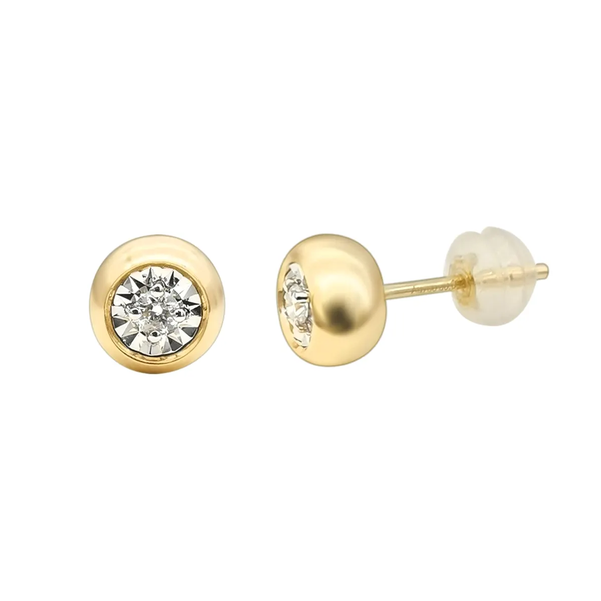Perhiasan Anting 18K dengan Berlian Asli Mewah Alami 18K Kuning Anting Polos untuk Wanita Jimat Anting Perhiasan Bola Trendi