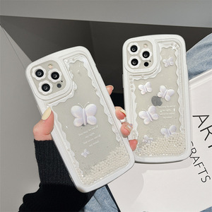 Funda trasera <span class=keywords><strong>de</strong></span> TPU suave para <span class=keywords><strong>iPhone</strong></span> <span class=keywords><strong>13</strong></span> <span class=keywords><strong>Pro</strong></span> Max, funda protectora con purpurina blanca, mariposa, gran oferta - Product Image 4