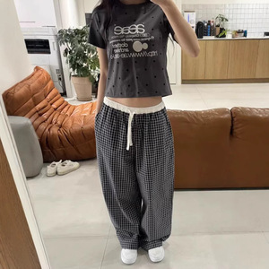 <span class=keywords><strong>กางเกง</strong></span>ขาบานเอวหลวมพิมพ์ลายปีกตรงสำหรับฤดูร้อน - Product Image 3