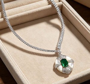925 Silver Glass <b>Necklace</b> Shines with Fashion, High-End Feel, Great Gift for Girls for Parties, Festivals, and Daily Wear L - Product Image 5